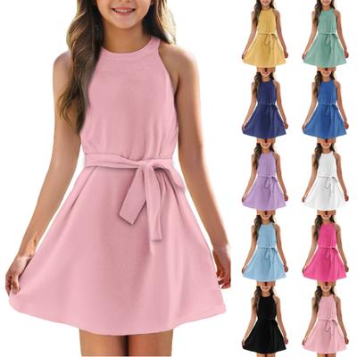 Κοριτσίστικο Καλοκαιρινό Φόρεμα Αμάνικο Φόρεμα με Λεπτές Τιράντες Μονόχρωμο & με Μοτίβο Αμάνικο Φόρεμα Καθημερινό Φόρεμα