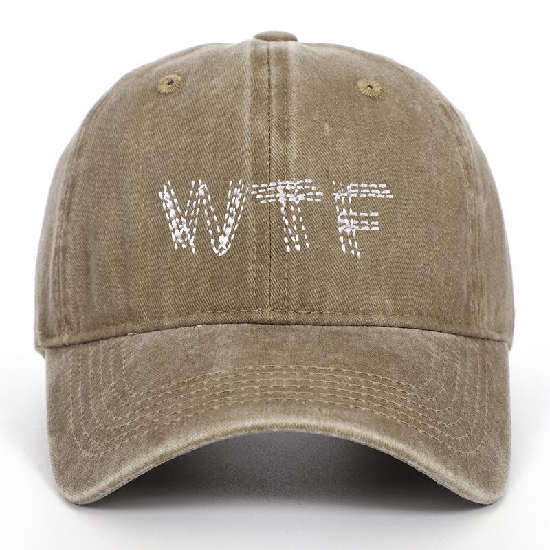 Unisex Washed Cotton Embroidered WTF Baseball Cap - Outdoor Duckbill Design