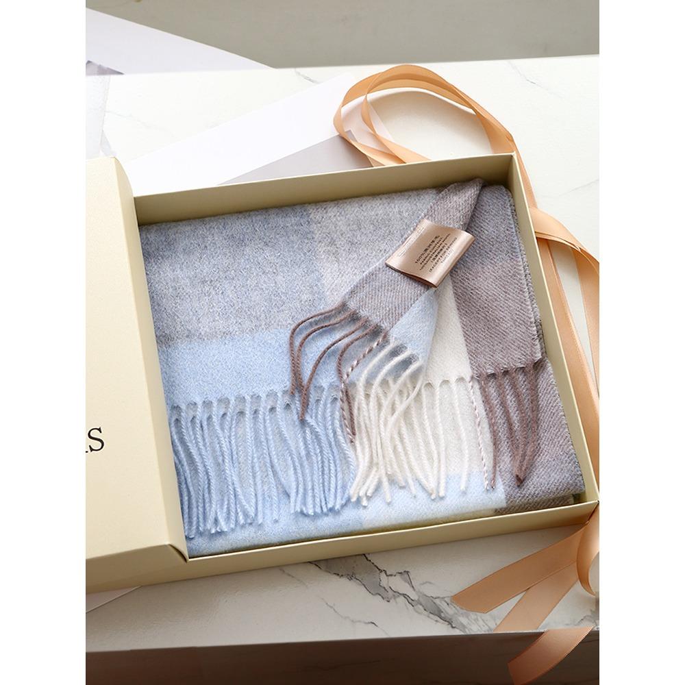 Лучшие товары в Великобритании 100% шерстяной клетчатый шарф женский зимний студенческий — фото 36