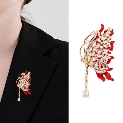 Broche Papillon Vintage Élégante Avec Accent de Strass Pour Femmes Mode Badge Animal Accessoire de Fête de Mariage