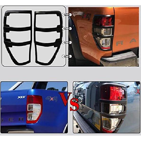 Nicebee 2pcs/set ABS Tail Light Covers Trim Car Styling Rear Lamp Cover for Ford RANGER T6 2012- 2016 (Matte Silver)