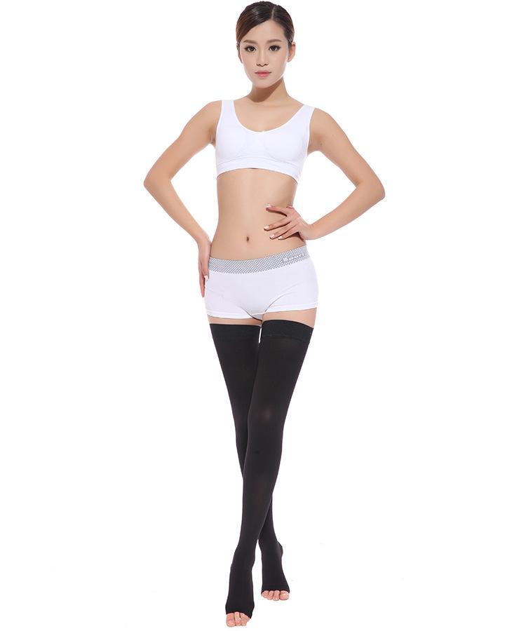 Level 2 Medical Compression Open-Toe Long Leg Sleeves - High Elastic, Slimming, Blood Circulation Support Socks.