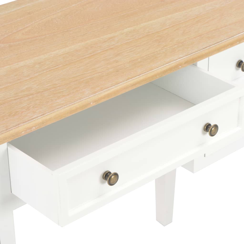 Desk, White, 109.5X45X77.5 Cm, Wooden
