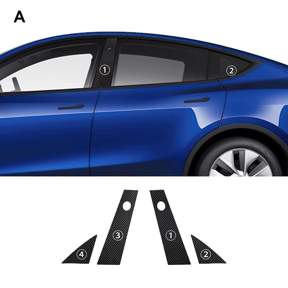 Carbon Fiber Pattern Car B Pillars Film For Tesla Model Y Juniper Modely 2025 2026 Paint Protection Anti-scratch Accessories