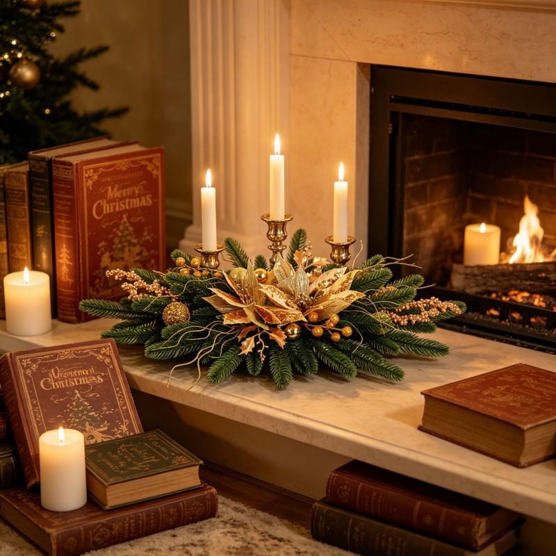 Weihnachts-Tischdekorationen Nordische Heimparty-Ornamente Goldene Hängende Girlande Restaurant