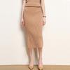 Women's Winter New-Style Wool Midi Skirt - High-Waisted Thick Ribbed Knit Pencil Skirt