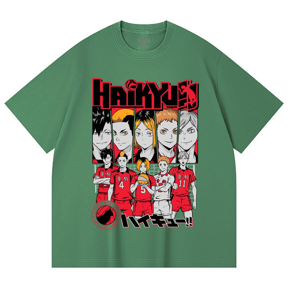 230 g/m² 100% Baumwolle Haikyu V8 Nekoma High Druck Unisex Schweres Baumwoll-T-Shirt