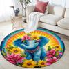 Elephant Round Area Rug,Carpet Rug for Living Room Bedroom Sofa Playroom Decor,Non-slip Floor Mat