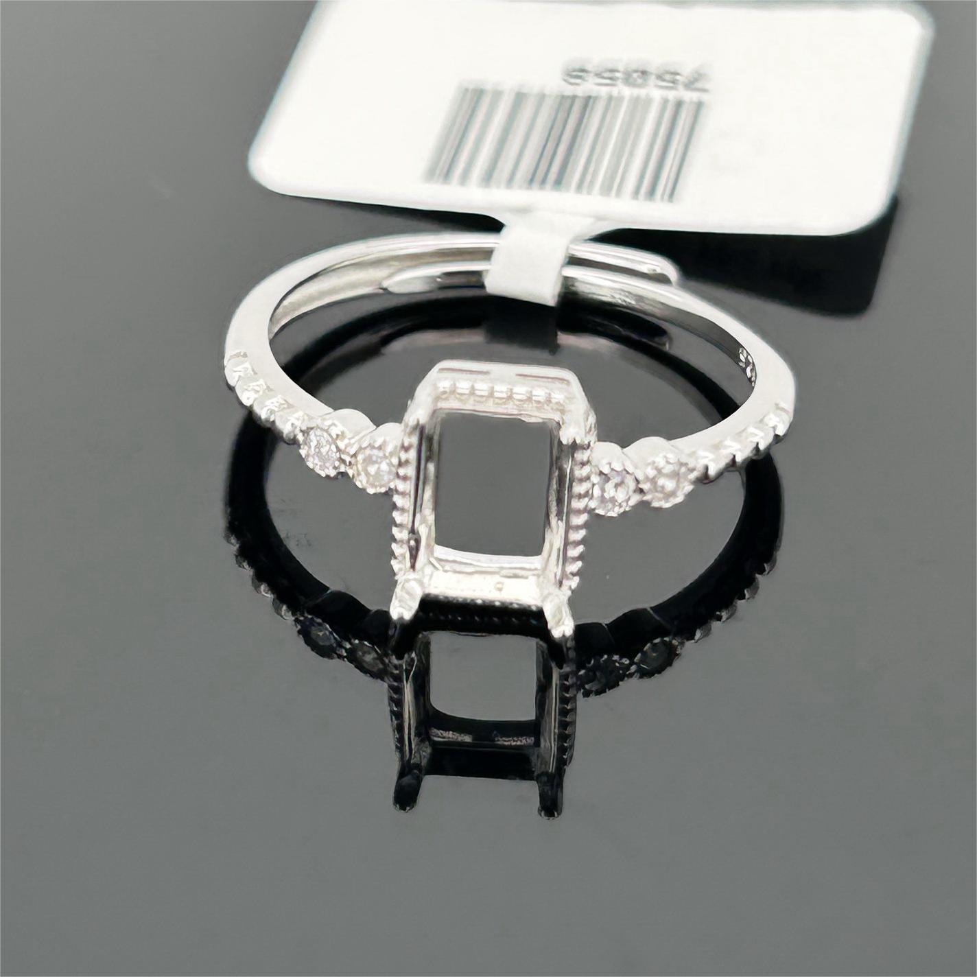 

Основа кольца из стерлингового серебра S925 с микро-паве, квадратная, 5x7, для самостоятельной установки камня Adjustable