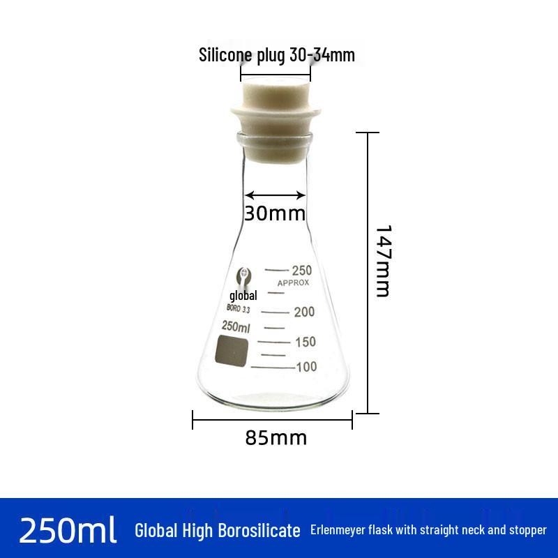 Heat-Resistant Thick Glass Triangular Flask with Silicone Stopper