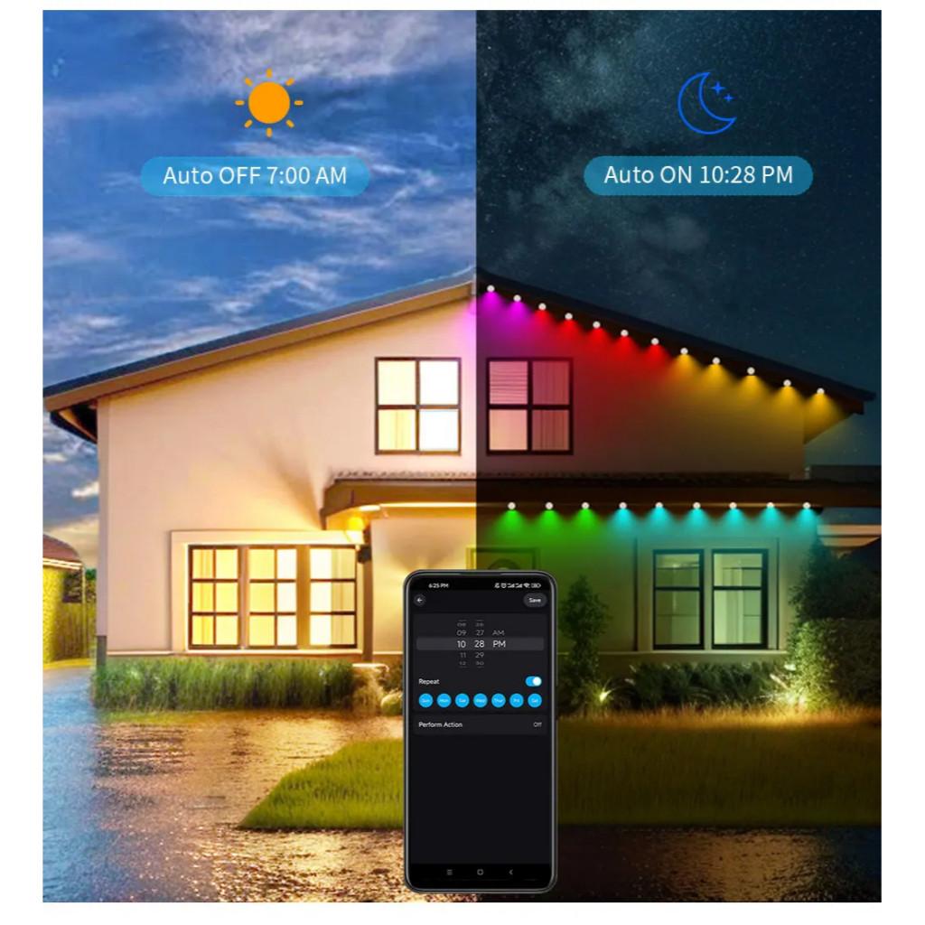Outdoor Eaves LED Light String Kit 2.4G BEL+WIFI Controller Waterproof High Flashing Eaves Light Decor RGB Light