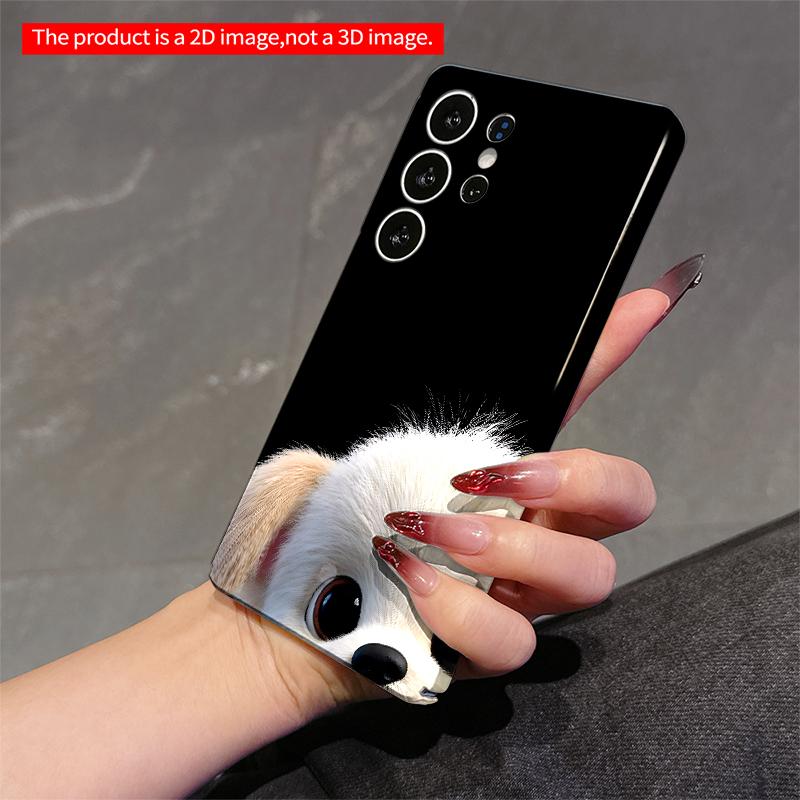 2DFlat Samsung phone case Cute White Puppy Face Phone Case Applicable to Galaxy S23 S24 S25ULTRA S26 A12 A14 A15 A16 A54 A55