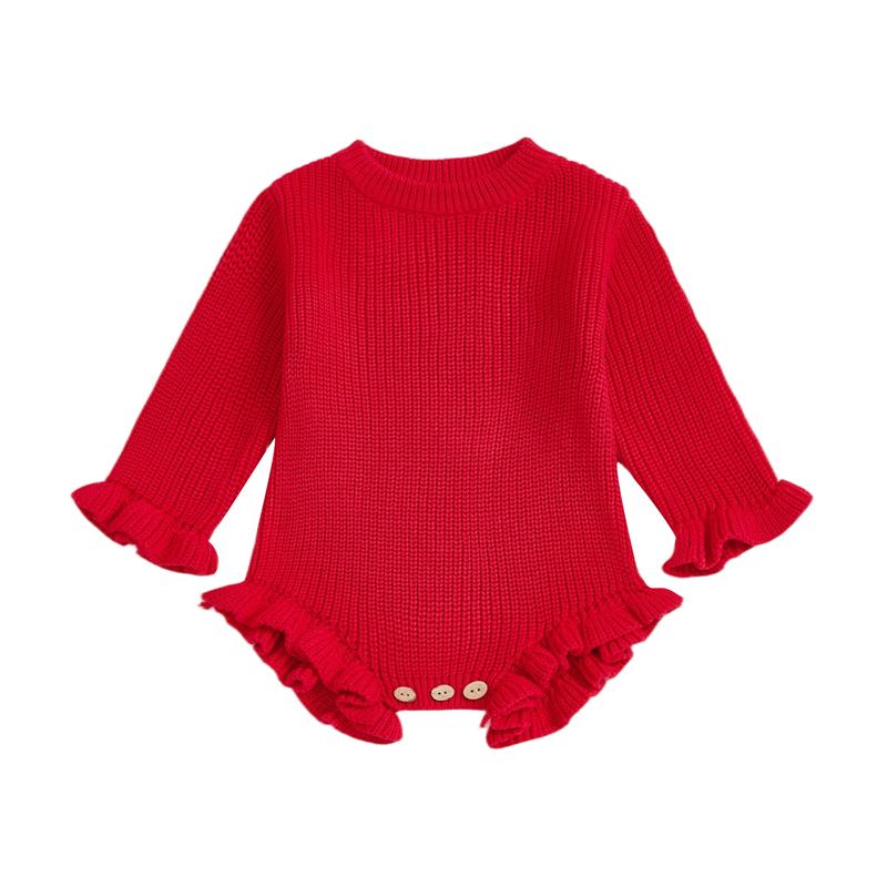 

Newborn Infant Baby Girl Boy Sweater Romper Cotton Soft Knit Jumpsuit Solid Color Warm Fall Winter Xmas Clothing 0-3M