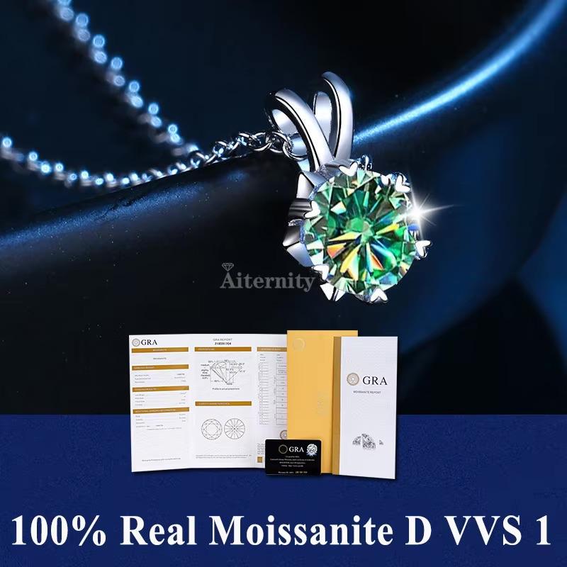 S925 Sterling Silver High Jewellery 100% Moissanite Pendant Necklace D Colour with GRA Certificate for Ladies' Wedding, Party