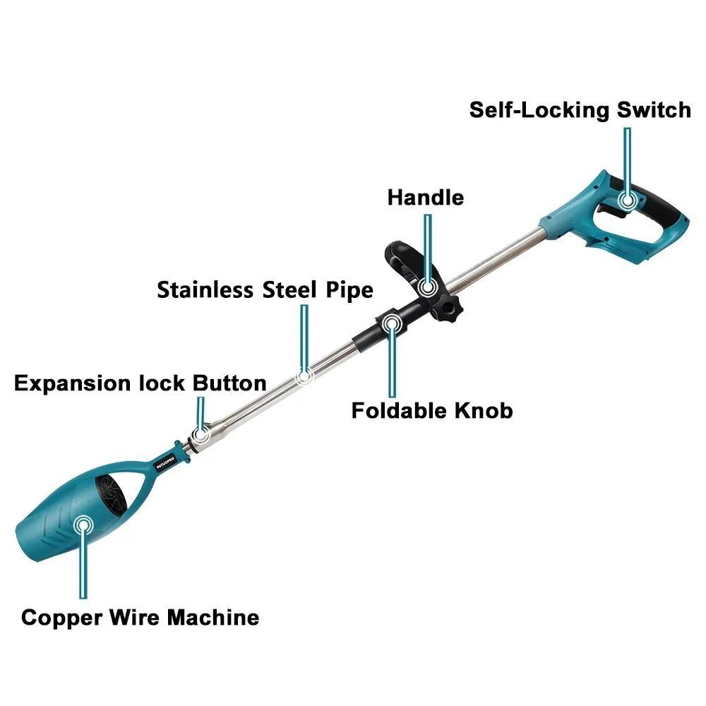 Cordless Portable Leaf Blower High Power Extended Foldable Pole Turbo Jet Fan Air Blower Garden Cleaning Power Tool