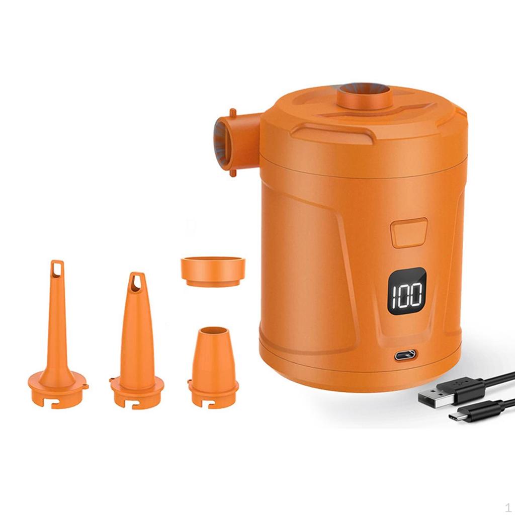Electric Air Pump Portable Outdoor Camping with 4 Nozzles Mini Inflate and Deflate