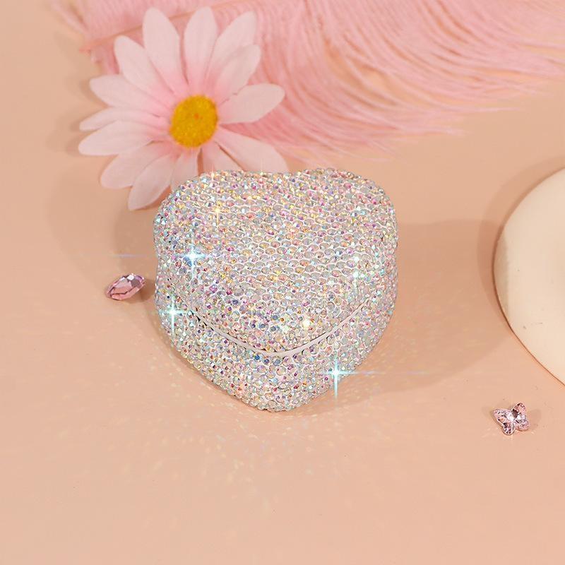 Sparkling Metal Tin Box Tinplate Jewelry Necklace Storage Case Heart-Shaped Empty Box Mini Candy Pill Organizer