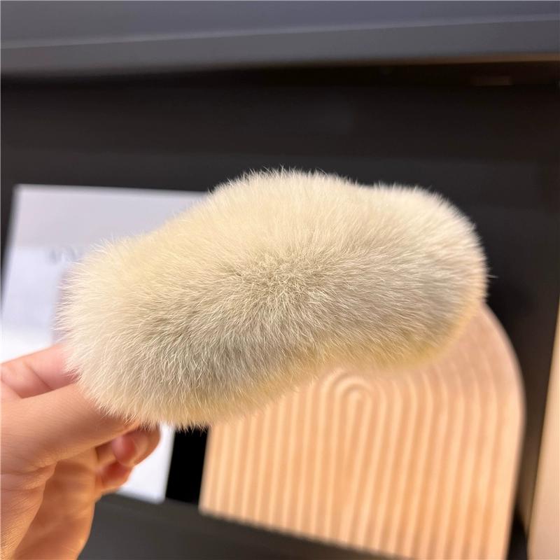 Real Rex Rabbit Hair Large Hairpin Back Head Temperament Clip Internet Celebrity New Cute Plush Headgear Hair Grab Hair Accessories