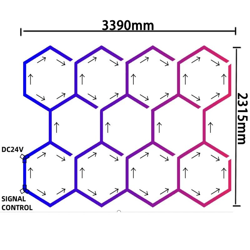 RGB Hexagon Garage Lights Hexagon Wall Lights APP Remote Control Dimmable Multi Color Modes Car Detailing Gaming Room Gym