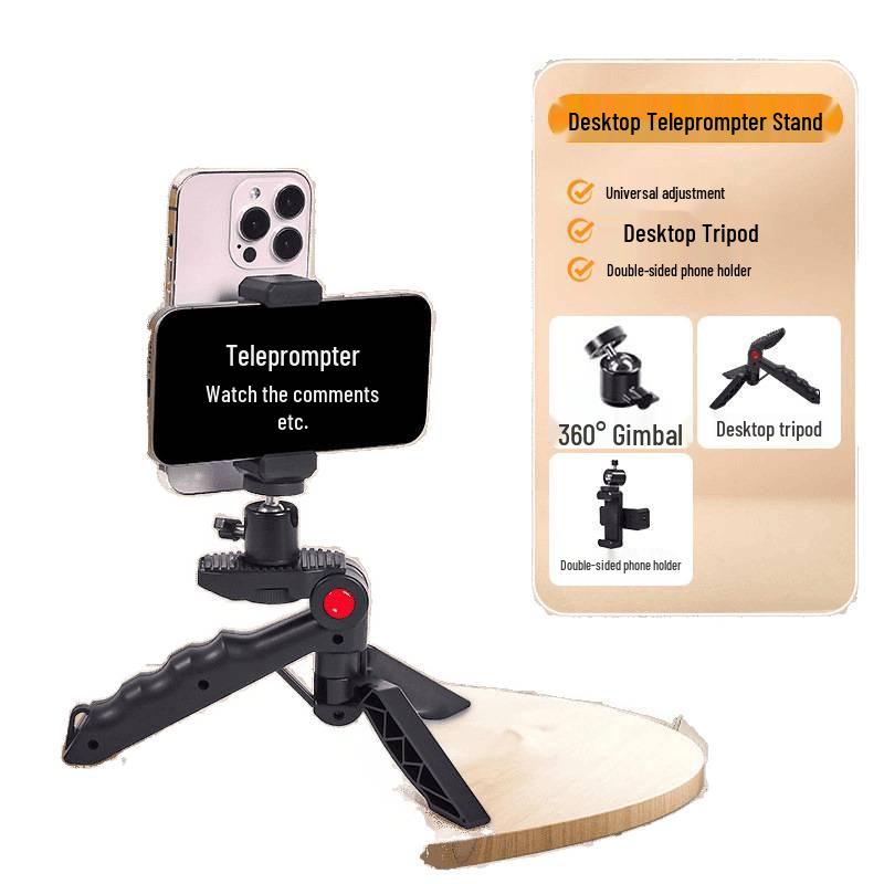 Supporto Teleprompter a Doppia Faccia per Telefoni Cellulari con Configurazione Doppia Fotocamera Multifunzionale