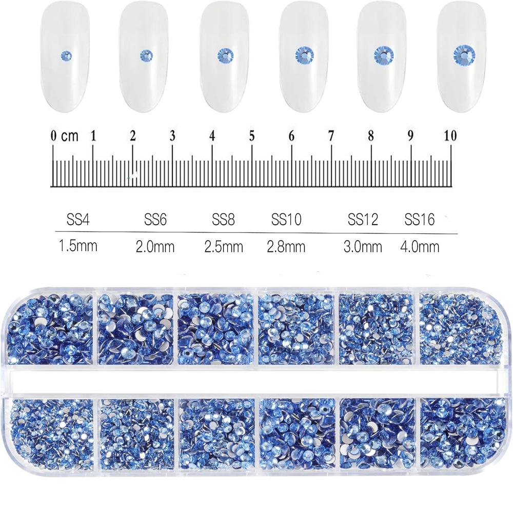 12Grids Pink Mixed Nail Rhinestones Luxury Nail Charms Glitter Crystal Jewelry Gems Nail Art Decoration DIY Manicure Rhinestones