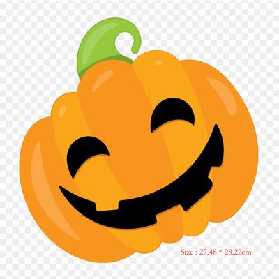 Halloween-Flicken mit Kürbislaterne zum Aufbügeln auf Kleidung, Vinyl-Aufnäher mit Wärmeübertragungsdruck, DIY-Applikationen, waschbare Flicken