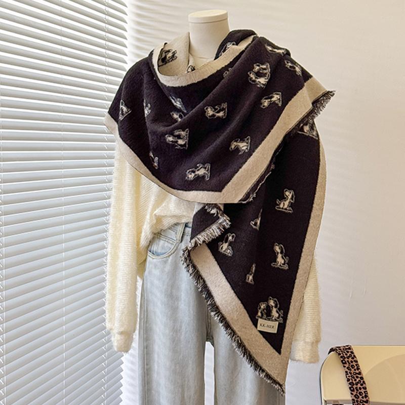 Luxury  Women'S Cashmere Shawl - Winter Cute Allover Print Tasseled Pashmina Bandana Wrap