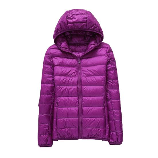 Women Winter Down Jacket with Hood And Zipper Pockets Zip-up Padded Solid Color Plus Size Outerwear Long Sleeves Lightweight Slim Fit Jacket