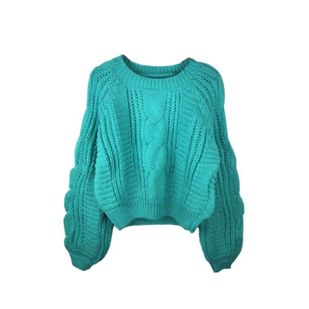 Korean Style Lantern Sleeve Knit Pullover Sweater - Women's Autumn/Winter Fashion
