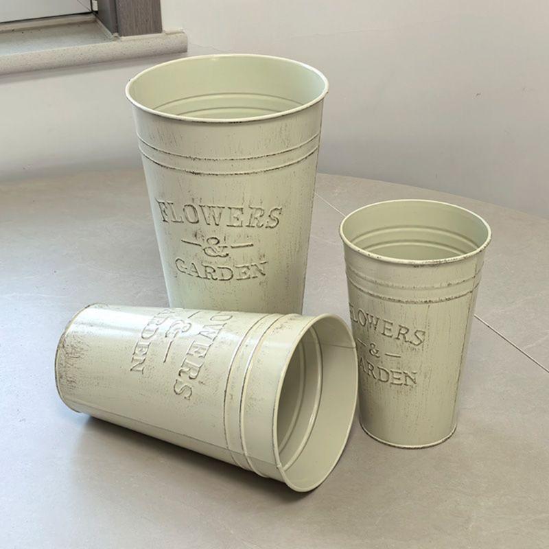 Galvanized Flower Bucket Rustics Tin Metal Vases for Flower Farmhouse Decorative Flower Bucket Vases Tin Flower Holders