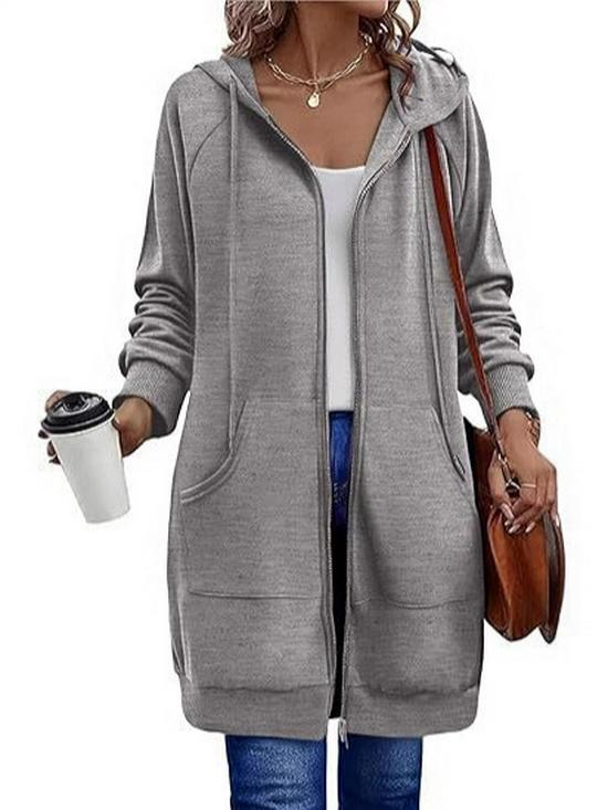 Women's Oversized Fleece Zip-Up Hoodie Sweatshirt - Autumn 2025 Jacket Coat