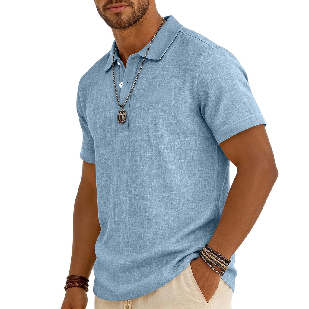 Men's Casual -color Summer - Cotton And Linen Short-sleeved Shirt