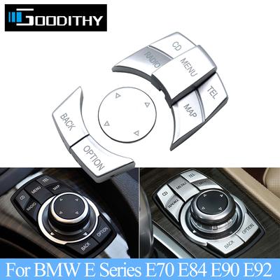 Couvercle de Bouton de Commande Multimédia CIC IDrive de Console de Voiture Argenté Pour BMW Série E E60 E61 E81 E87 E90 E91 E92 E84 E70 E71 E72