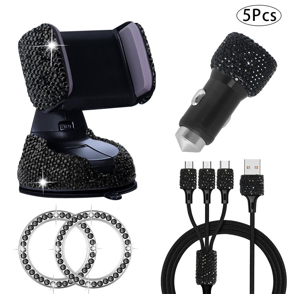 

Набор автомобильных аксессуаров с бриллиантами: Держатель для телефона, Кольцо для запуска одной кнопкой, Зарядное устройство