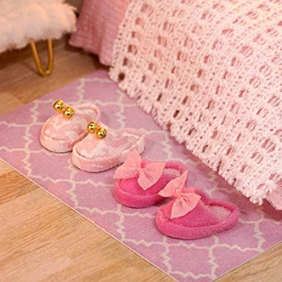 CUTEROOM DIY Wooden Dollhouse Kit with LED Lights & Music Box, Dustproof Cover, Furniture & Miniature Accessories Set, Handmade Miniature House, Gift