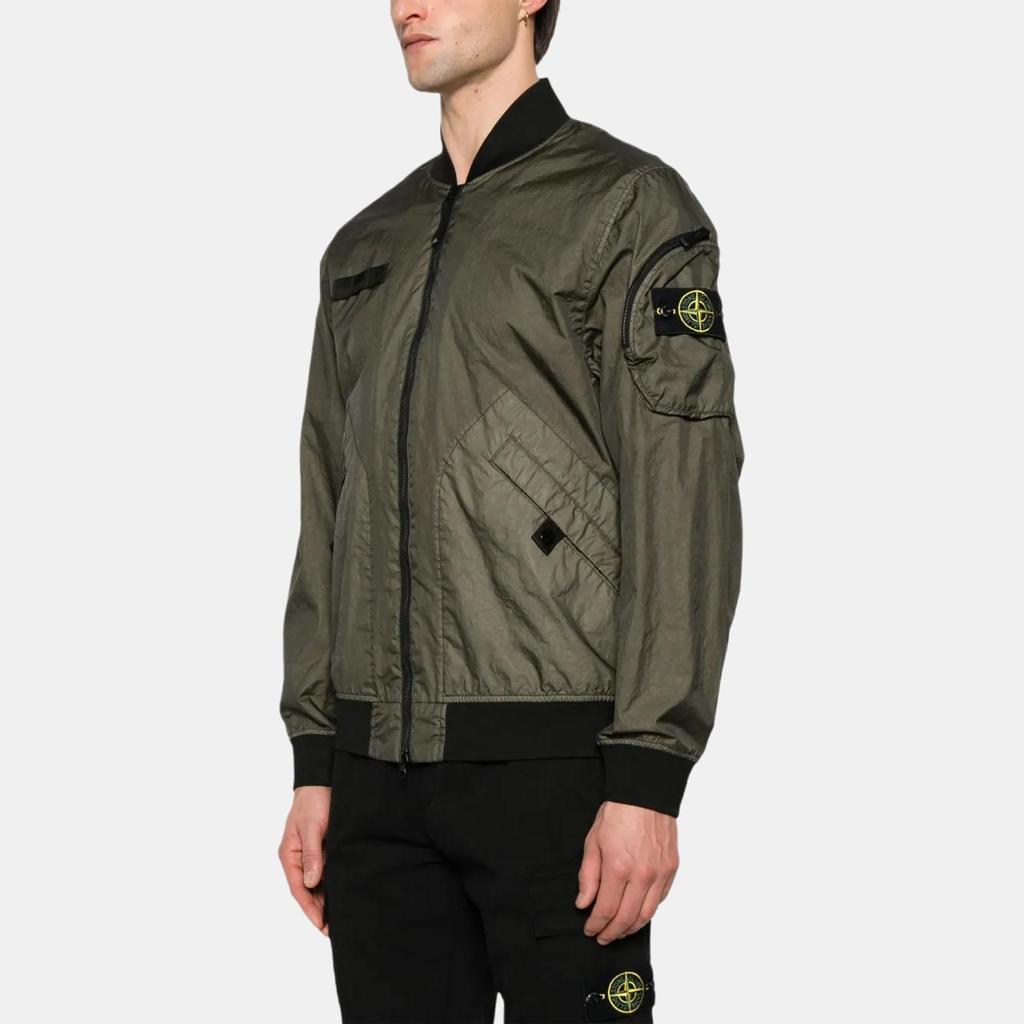 STONE ISLAND Solid Color Baseball Collar Zip Long Sleeve Pilot Jacket Men Jackets Green K1S154100004S0A21-V0054