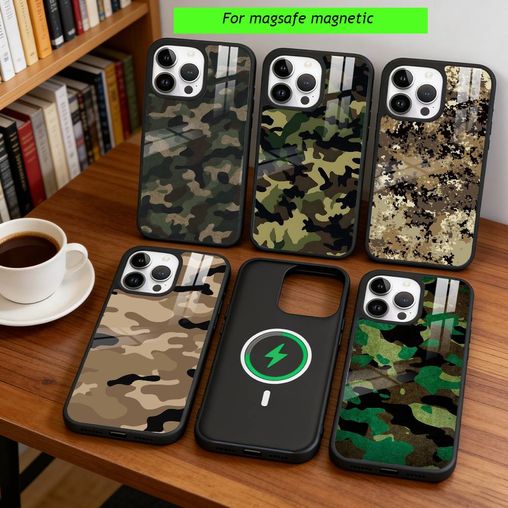 F-Fashion Camouflage Phone Case For iPhone17,16,15,14,13,12,11 Plus,Pro Magnetic with Magsafe Wireless Charging
