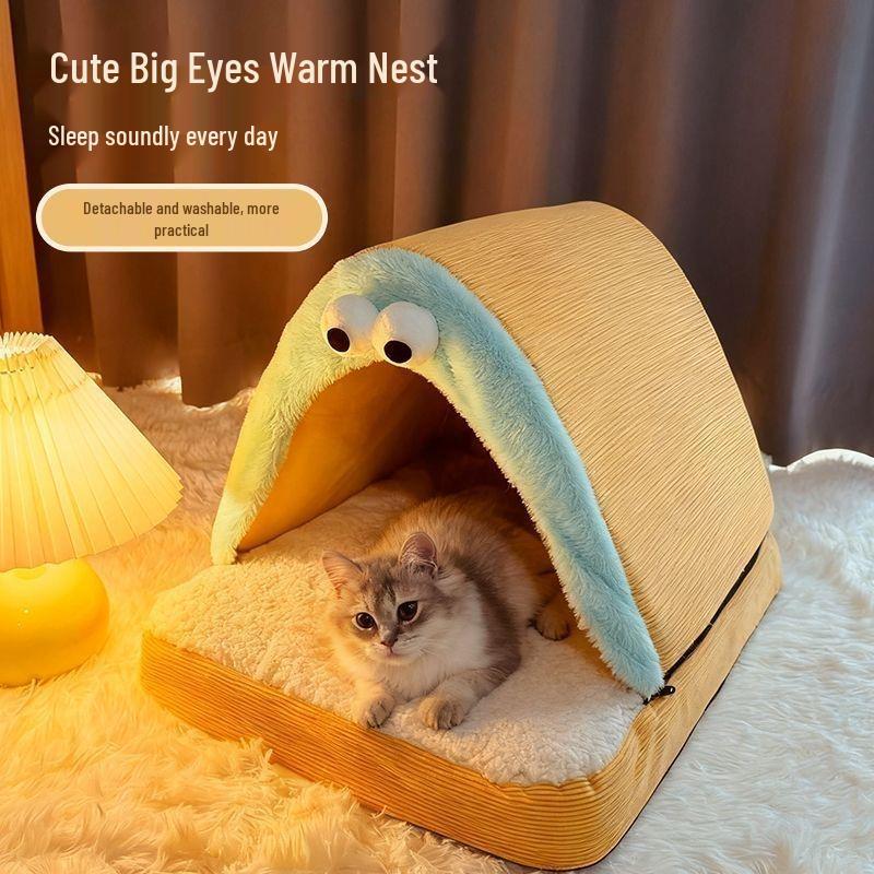Detachable Washable Warm Pet Bed & Enclosed Tent for Dogs and Cats