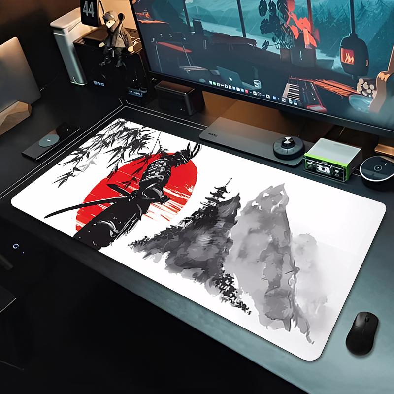 Extended Keyboard Desk Mat Samurai Warrior Japanese Mouse Pads Pc Gaming Nonslip Locking Edge Gamer Large Esports Mouse Pads