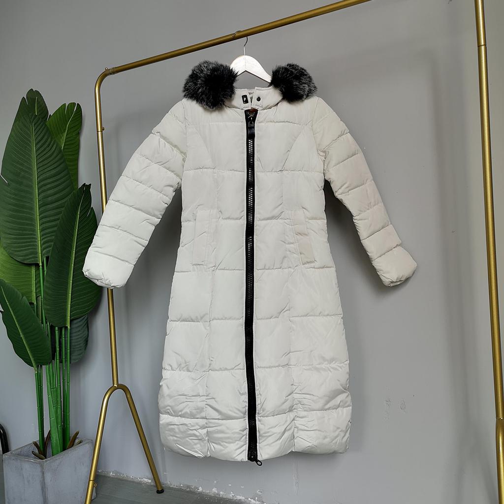 Women Winter Hooded Fur Collar Jacket Coat Parka Thicken Warm Long Chaqueta Slim Zipper Pocket Solid Color