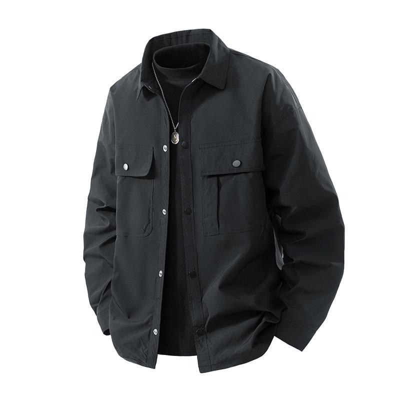 Men's Shirt Jacket Spring Autumn Winter Lapel Long Sleeve Loose Casual Versatile Jacket