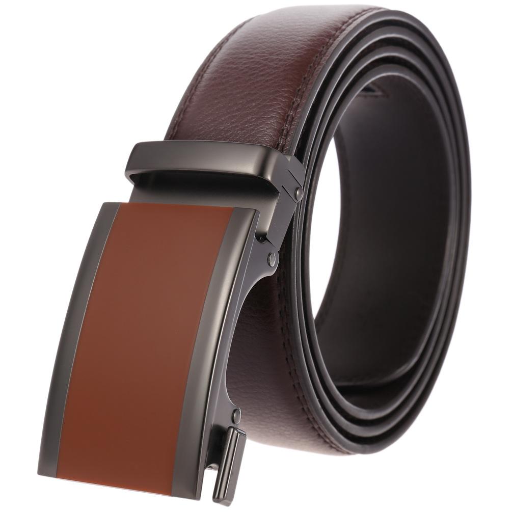 1Pcs Two-Layer Belt, Automatic Buckle Belt, Men'S Casual Belt Ly36-3 3050-1