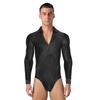 Mens Shiny Rhinestones Latin Dance Leotard Turn Down Collar V Neck Long Sleeve Button Shirt
