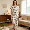Pajamas Crimped Print Pink Short-sleeved Trousers Set Threaded Casual Sweet Loungewear