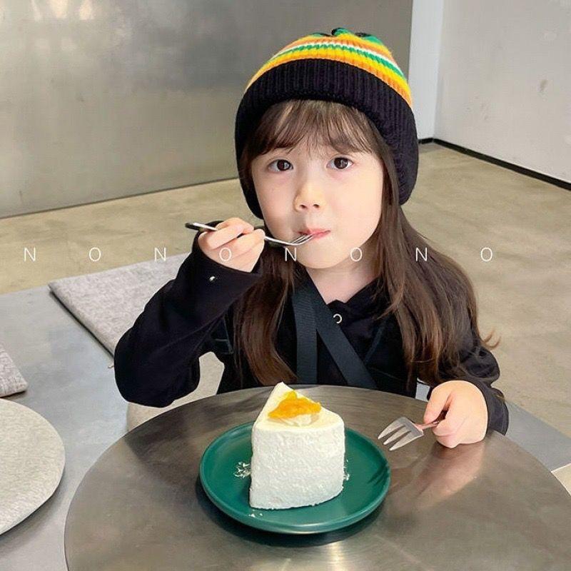 Autumn and Winter Children's Thermal Hat Rainbow Color Cute Baby Hat Infant Ear Protection Warm Knitted Pullover Hat