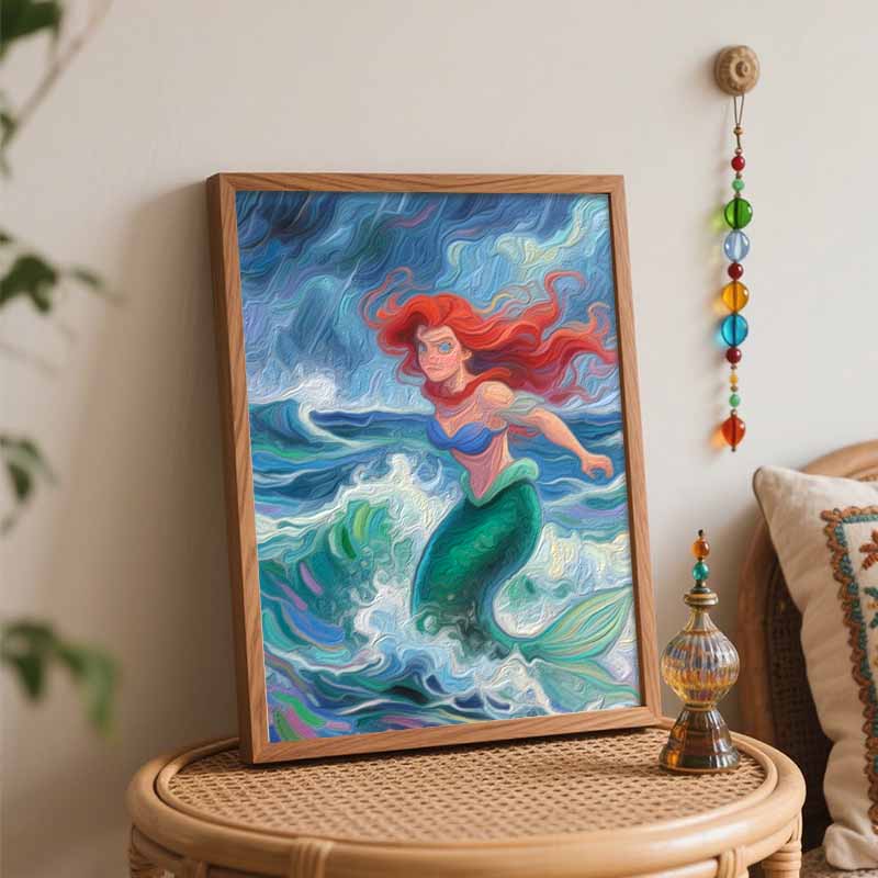 Disney The Little Mermaid Ariel Oil Painting Art Kit Hand Painted Home Decor