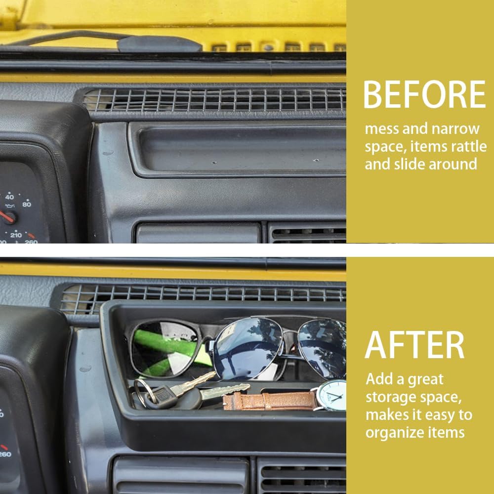 

Center Console Dash Storage Tray for 1997 1998 1999 2000 2001 2002 2003 2004 2005 2006 Jeep Wrangler TJ Dashboard Organizer Box Container Interior