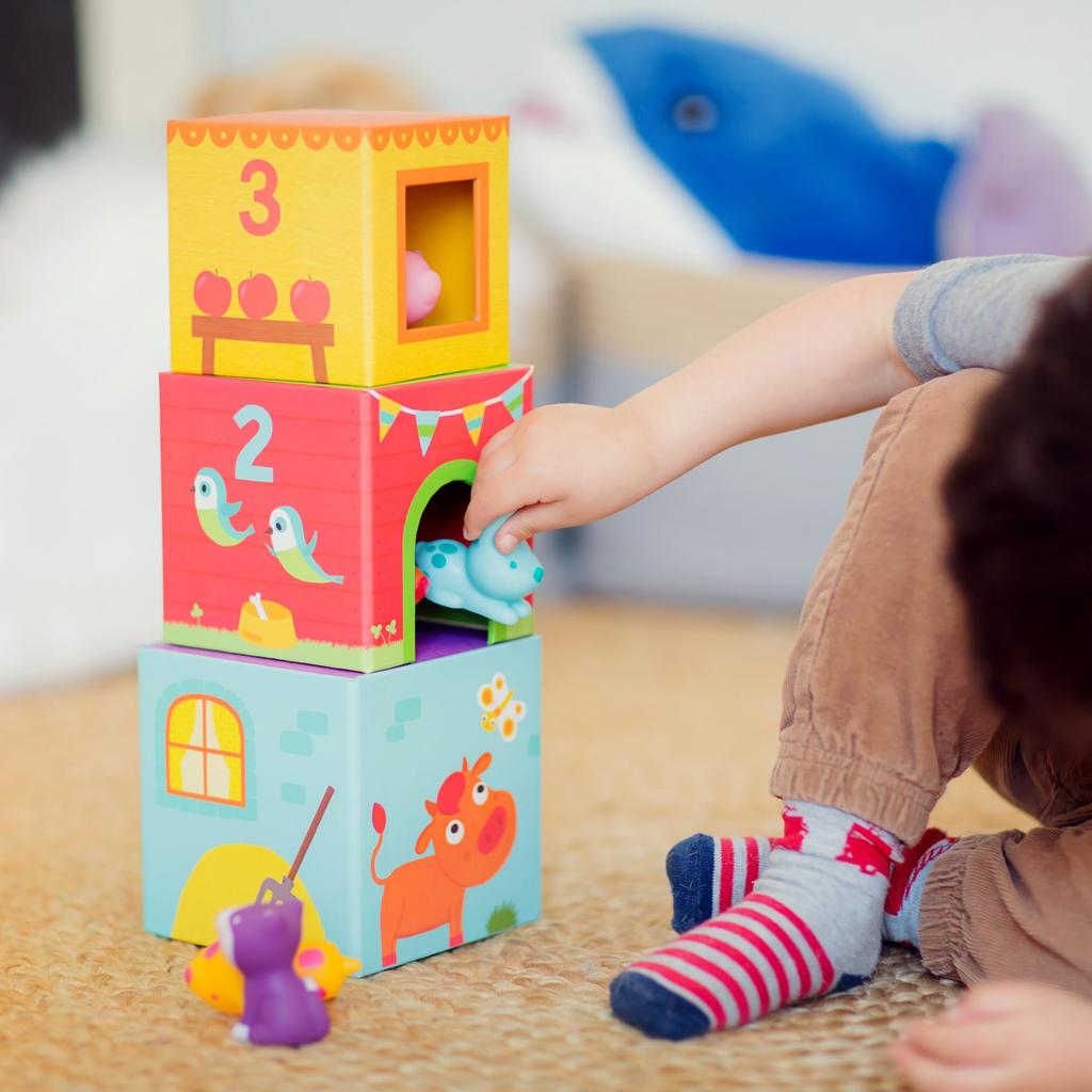 DJECO Tapani Farm Stacking Blocks, Educational Toy for 1-18 Months, 2-3 Year Olds, Boys, Girls, Toddlers, Babies, and Toddlers. Perfect as a baby show