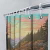 Sunset Forest Trail Shower Curtain With Mountain Lake Scenery Multicolor Floral Design For Bathroom Decor Wall Hangings Bath Lin