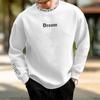 Men Casual Thick Warm Sweatshirt Fall Winter Letter Print Round Neck Long Sleeve Loose Soft Top